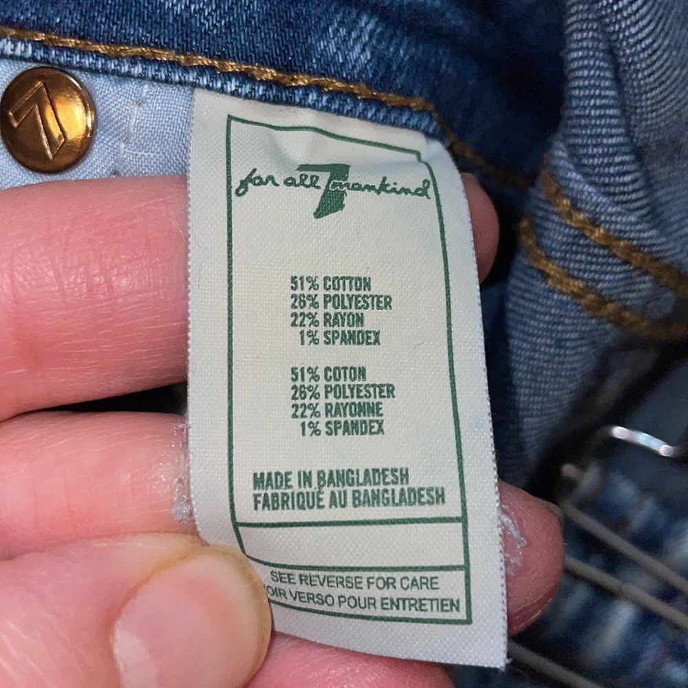 7 for all mankind baby acid wash overall shorts - Picture 7 of 9